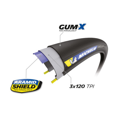 Plášť POWER CUP 700x25 (25-622) 3x120TPI 215g hnedý bok skladací