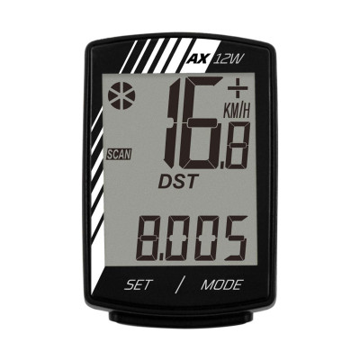 Cyklopočítač AX-12W 12f čierny 