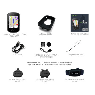 Cyklopočítač Bryton Rider S500 T (kit s HRM,SPD,CAD snímačmi)