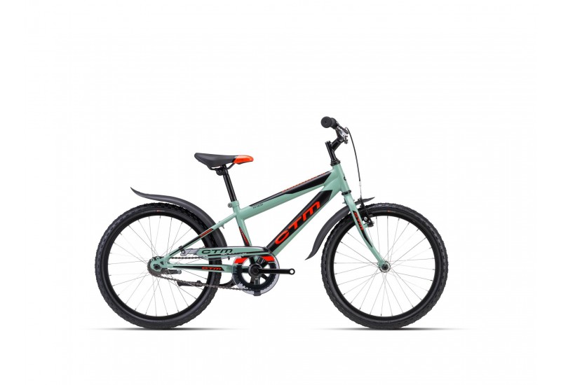 CTM detský bicykel Scooby 1.0 matná sivozelená / neónovočervená  20" 2023