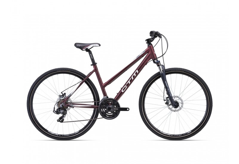 CTM crossový bicykel MAXIMA 2.0 matná červená / perleť sivá 28" 2023