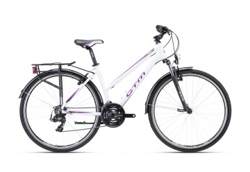 CTM trekingový bicykel MAXIMA 1.0 - bielofialová perleť 28" 2023