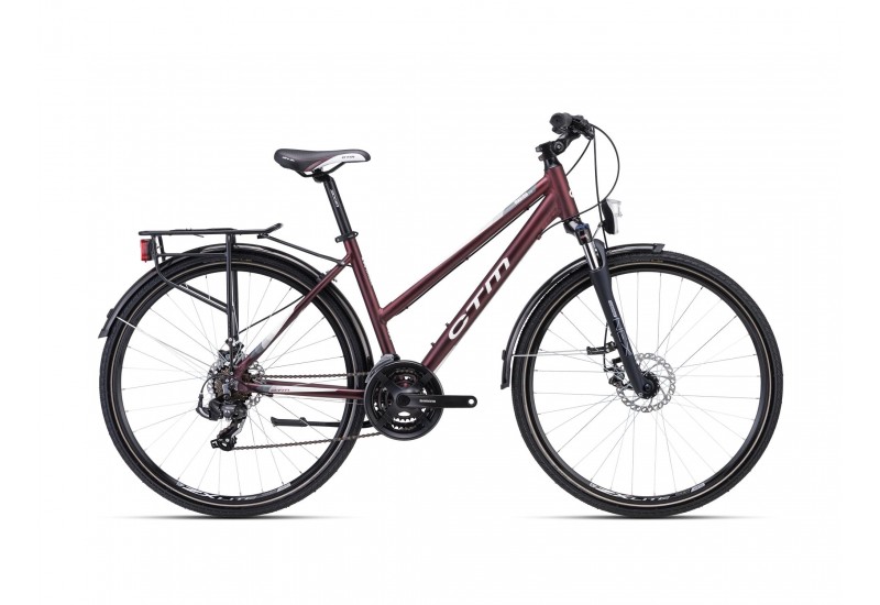 CTM trekingový bicykel MAXIMA 2.0 - matná červená perleť / sivá 28" 2023