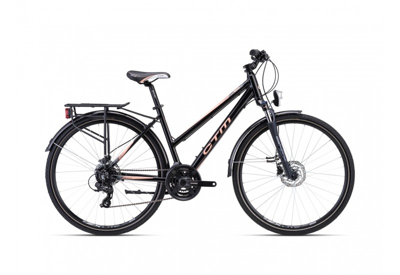 CTM trekingový bicykel MAXIMA 3.0 - čierna perleť / svetloružová 28" 2023