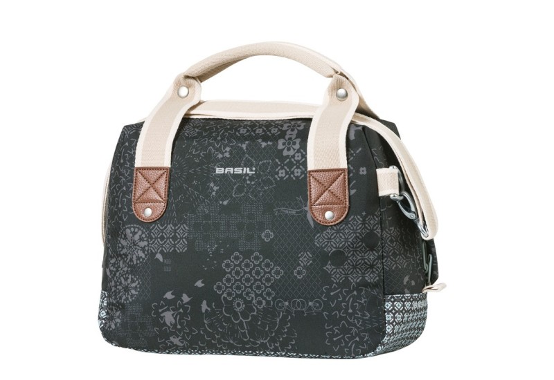 Basil taška na riadidlá Bohème City 8l vzorovaná čierna, 32x12x23cm