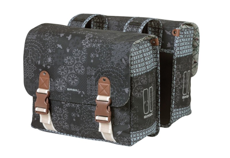 Basil dvojitá brašňa na nosič Bohème 35l vzorovaná čierna, 37x15x37