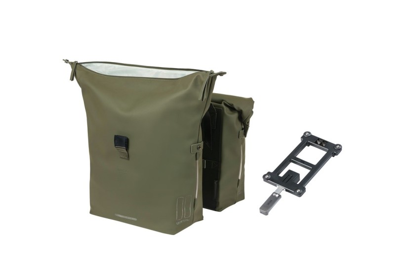 Basil dvojitá brašňa na nosič SoHo Nordlicht MIK 41l machová zelená, 31x13x37cm