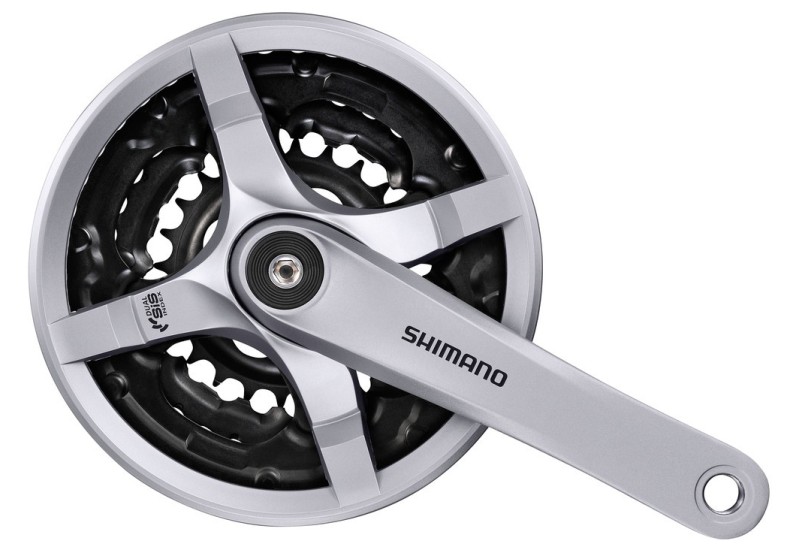 Shimano kľuky súprava TY 501 42/34/24 zubov 170 mm strieborná FC-TY501 4hran 6/7/8-st s ochranným krytom prevodníka 