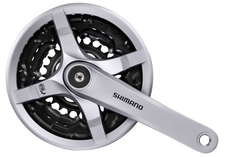 Shimano kľuky súprava TY 501 42/34/24 zubov 175 mm strieborná FC-TY501 4hran 6/7/8-st s ochranným krytom prevodníka 