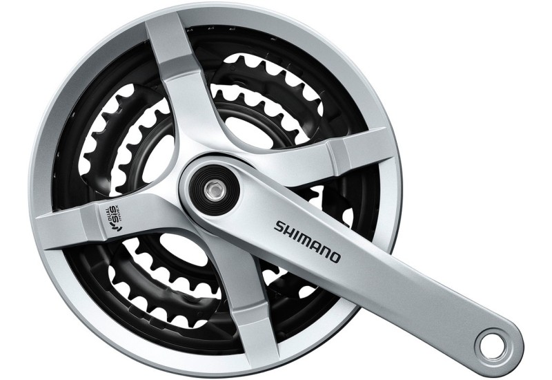 Shimano kľuky súprava TY 501 48/38/28 zubov 170 mm strieborná FC-TY501 4hran 6/7/8-st s ochranným krytom prevodníka 