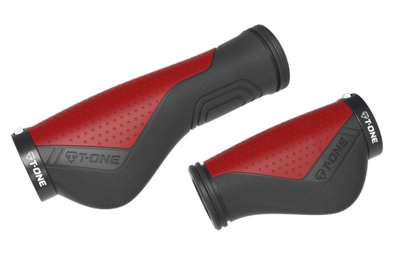 T-one Gripy Ripple Ergo čierna/červená130+90mm 1xzajitení rouby