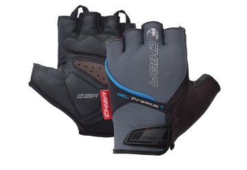 Chiba cyklistické rukavice Gel Premium, krátké, šedá/modrá, S