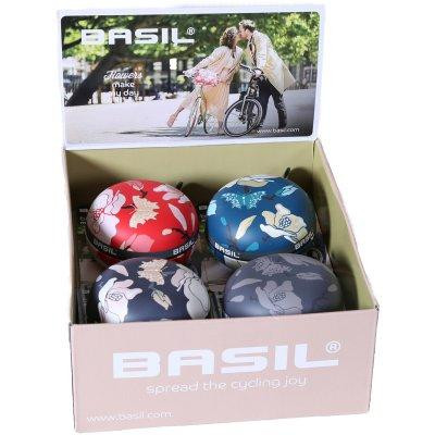 Basil MAGNOLIA BIG BELL DISPLAY - sada 4 ks zvončekov na bicykel s kvetinovým vzorom