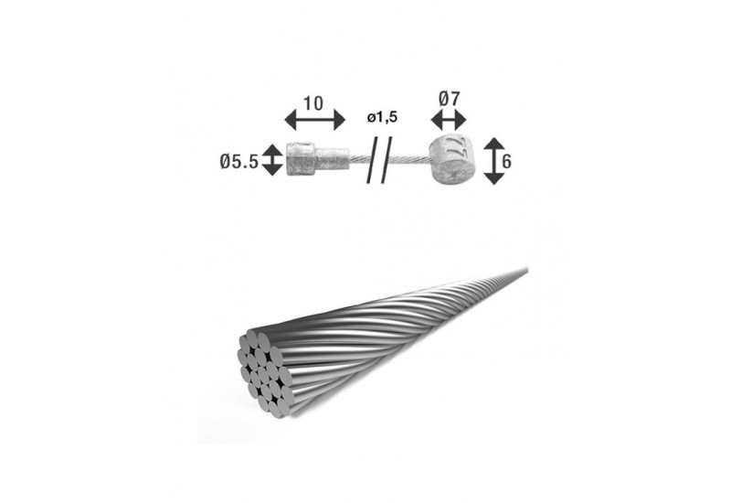 XLC Brzdové lanko 2250mm, Ã 1,5mm, vc. 2 niplu