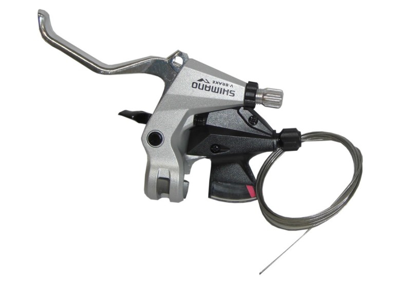 Shimano Rad+brzdová páčka AltusST-M3102prst 3-st., levá, V-Brake, 1800mm, strieborná