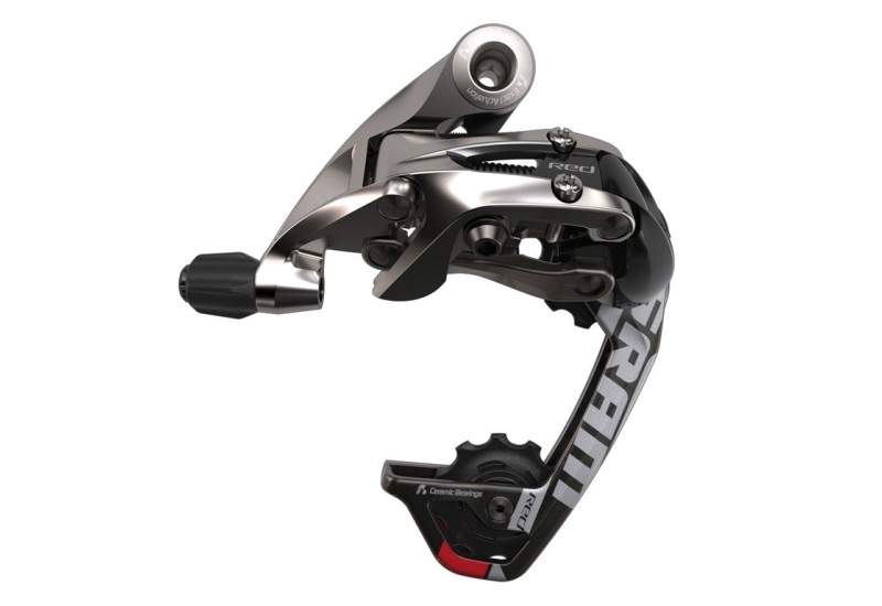 Sram prehadzovačka Red WiFli Aero Glide, stredne dlhé ramienko, čierna/červená/strieborná, pre 10 rýchlostí, 00.7515.090.010