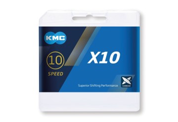 KMC reťaz KMC X10 1/2" x 11/128", 114 článkov, pre 10 rýchlostí, sivá, BX10GG114