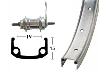 Bike-Parts zapletené koleso 20x1.75 36 dier Alu / zinek náboj zadní zpetné brzdy