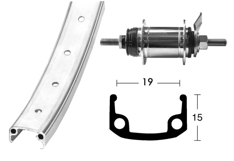 Bike-Parts Zadné koleso  20x1.75 36 der