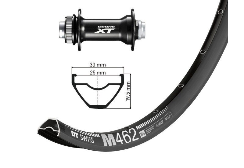 Bike-Parts predné koleso 27,5" Deore XT..čiernaTA 15 110mm DTSwiss M462 Disk crn .Niro-paprsky(crn)