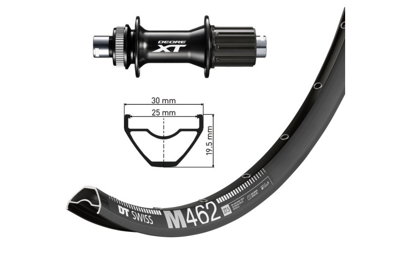 Bike-Parts zadné koleso 27,5" Deore XT..čiernaTA 12 148mm DTSwiss M462 Disk crn .Niro-paprsky(crn)