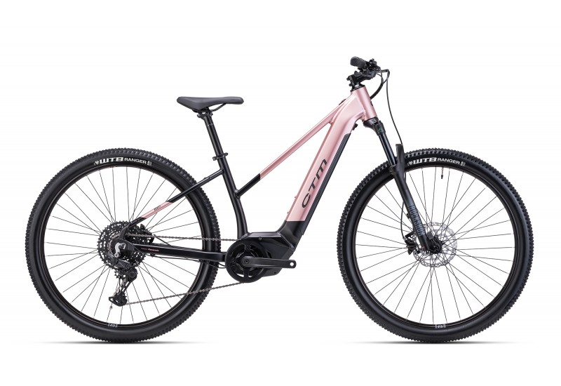CTM dámsky horský elektrobicykel ROXXY GX PRO - matná čierna / staroružová perleť 2025