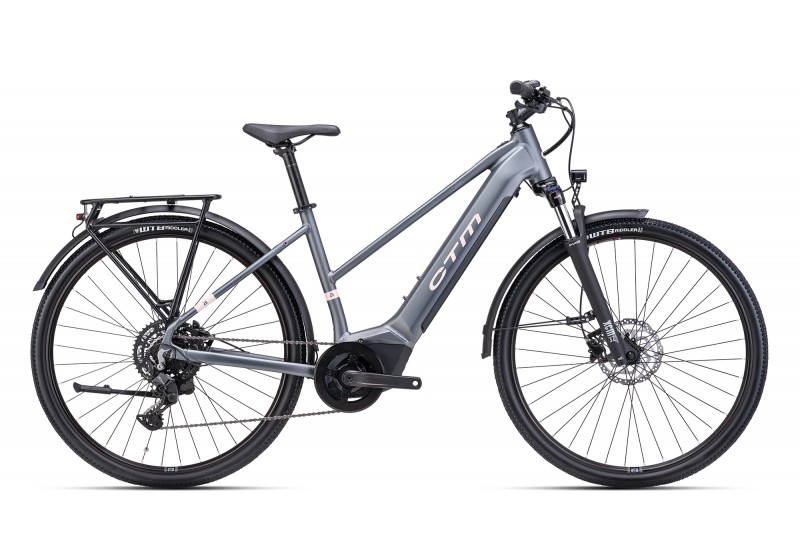 CTM dámsky trekingový elektrobicykel SENZE GX Lady  - matná sivá / staroružová perleť 2025