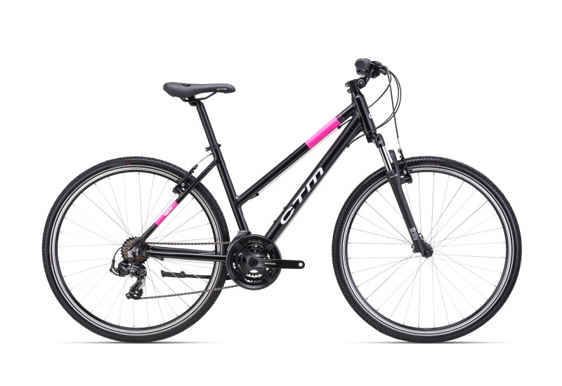 CTM dámsky crossový bicykel MAXIMA 1.0 - matná čierna / ružová 2025
