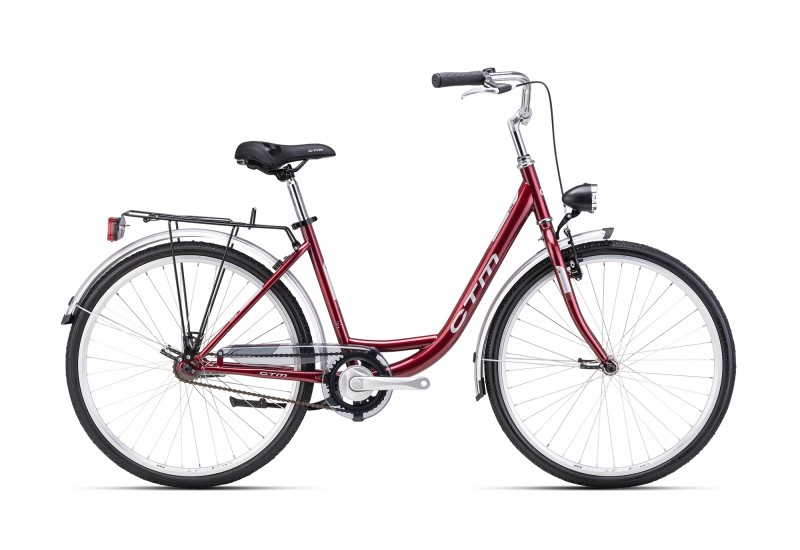 CTM dámsky mestský bicykel OLIVIA 1.0 - bordová perleť / strieborná 17 (430) 2025
