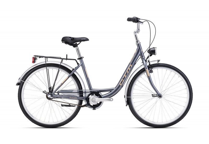 CTM dámsky mestský bicykel OLIVIA 3.0 - matná tmavosivá / zlatá 17 (430) 2025