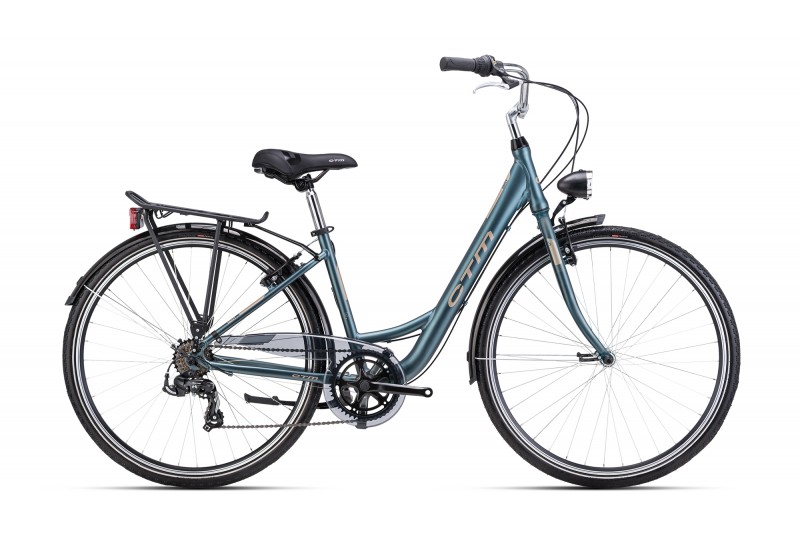 CTM mestský bicykel NANCY - matná sivozelená / svetlozlatá 17 (430) 2025